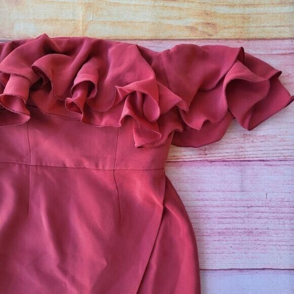 C/Meo Collective‎ Rose Immerse Off The Shoulder Layered Ruffle Midi Sheath Dress - Picture 7 of 13